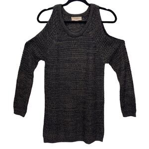 NO COMMENT Women's COLD SHOULDER SWEATER Gray Size LARGE